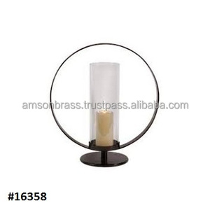 เชิงเทียนแก้วทรงกลมพร้อมขาตั้งลวดเหล็ก - Product Image 6