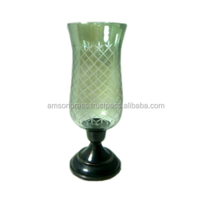 Bougeoir en aluminium avec verre d'impression vert foncé - Product Image 4