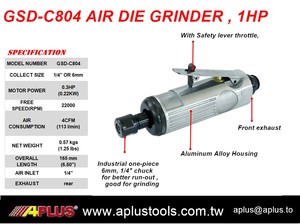 Aplus GSD-C804เครื่องเจียรลมอลูมิเนียม1/4 \ "6มม. คอลเลต์หลังไอเสีย22000รอบต่อนาทีความปลอดภัยเค้นระดับ6 - Product Image 2