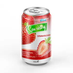 闪闪发光的草莓果汁饮料包装在bttle罐330毫升