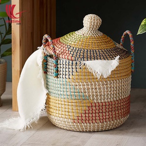 Cestas de almacenamiento de algas marinas con tapas Ropa elegante Cestas decorativas - Product Image 2