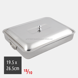 Plateau de cuisson rectangulaire, en acier inoxydable 18/10 écologique, avec couvercle (S), adapté au four, 1 pièce - Product Image 1