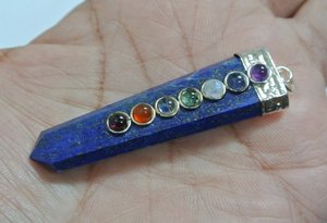 Pendentif en cristal lapis lazuli pendentif plat pierre précieuse pierre de guérison crayon plat cristal pierre précieuse agate collier grossiste - Product Image 3