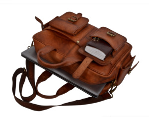 Wholesale Vintage Handmade Unisex Genuine Leather Brown Journal Wholesaler Laptop <b>Messenger</b> Crossbody Shoulder <b>Bags</b> for Business - Product Image 4