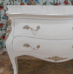 Meubles en bois Blanc Argent Bombay Armoire 2 Tiroirs De Style Français - Product Image 3