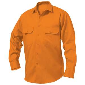 Chemise de travail boutons orange, vente en gros, uniformes, pour hommes - Product Image 1