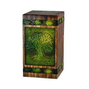 Caja de madera con grabado clásico de árbol conmemorativo para adultos, urnas de cremación de cenizas funerarias, humanos, estilo americano/europeo - Product Image 3