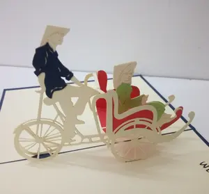 VietNam Pedicab 3D-Geschenk-Popup-Karte und kunden spezifisches Design zur Herstellung von 3D-Popup-Karten nach Bedarf von VietNam HMG Supplier