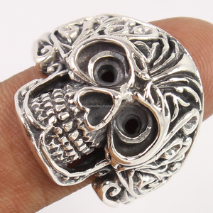 Joyería para hombre de plata de ley sólida 925 Punk Skull Biker Finger Ring Size US 5,6,7,8,9 y 10 - Product Image 2