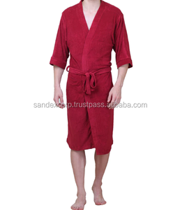 เสื้อคลุมอาบน้ำผ้าฝ้าย100% สำหรับผู้ชายเสื้อคลุมลายพื้นสไตล์แฟชั่นสำหรับบ้านโรงแรมผลิตโดยตรงจากอินเดีย - Product Image 1