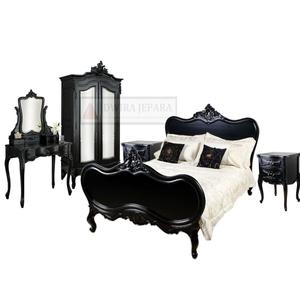เฟอร์นิเจอร์ห้องนอนสีดำจากอินโดนีเซีย - ชุดห้องนอนสีดำสไตล์เฟอร์นิเจอร์ฝรั่งเศสแบบลาโรเชลล์ - Product Image 1