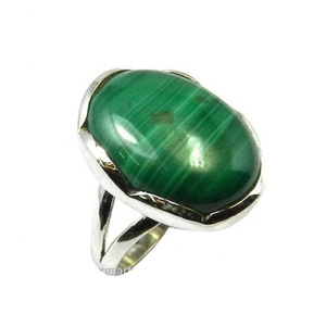 แหวนเวอร์เมอิล925แท้สีเงินสเตอร์ลิงประดับอัญมณีมาลาไคต์แท้พร้อมฝาสำหรับงานแต่งงานดีไซน์ล่าสุด - Product Image 1