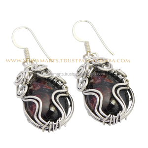 Boucles d'oreilles en argent sterling 925 fabriquées à la main pierres précieuses rubis naturelles bijoux de mariage pour femmes de style vintage - Product Image 2