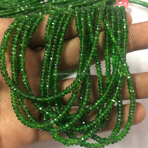 3mm 4mm 5mm Naturel Vert Chrome Diopside Faceted Rondelle Gemstone Beads Strand pour la fabrication de bijoux du fabricant Shop Now - Product Image 1
