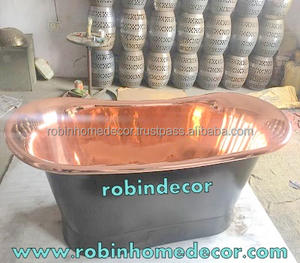 Baignoire en cuivre antique utile avec égouttoir Accessoire de bain agréable pour le trempage - Product Image 5