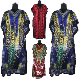 Caftan Long imprimé indien pour femmes, haut de styliste, - Product Image 1