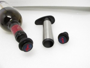 Stainless Steel <b>Wine</b> Bottle <b>Stopper</b> Set with Black Rubber Seals and Metal Plunger Tool - Product Image 5