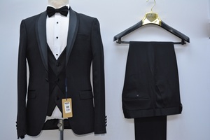 ชุดทักซิโด้งานมือสีน้ำเงินกรมท่าสำหรับงานแต่งงานปาร์ตี้แฟชั่นมืออาชีพคุณภาพสูง - Product Image 5
