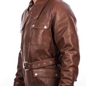 Veste en cuir décontractée pour hommes, mode urbaine, manches longues souples avec coupe flexible, respirante, tenue élégante pour l'hiver - Product Image 5