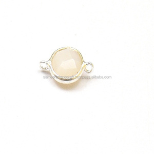 Joyería de múltiples piedras preciosas bohemias facetadas de Calcedonia Rosa chapada en plata con conector de bisel de oro hecho de latón - Product Image 1
