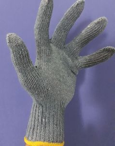 ถุงมือป้องกันมือและแขนขนาด7นิ้วถุงมือผ้าคอตตอนสีเทาแบบใช้แล้วทิ้งขนาด XL พิมพ์ลายถ่านเคลือบยางสำหรับการใช้งานทั่วไป - Product Image 6