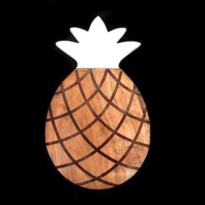 Acacia Mango Madera Blanco Negro Mármol Combinación Forma de piña Grabado para cortar Veges Chopper Tabla de quesos - Product Image 2