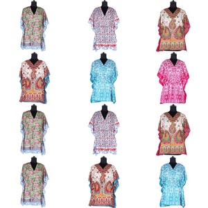 Women's Fashion Dubai Short <b>Kaftan</b> High Quality Women Clothes Short Caftan Nice Lady Dress Hand Block Print Dress Manufacturing - Product Image 1