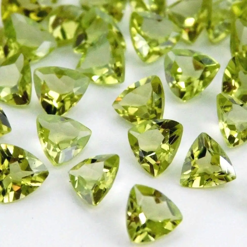 Bhuvah Wholesale Lot 7x7mm Trillion Facet Cut Natural Peridot Loose Calibrated Gemstone