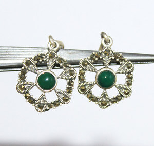 Pendiente de piedras preciosas de ónix verde de calidad AAA + de Memoria Jewels 925 pendiente de gota de plata esterlina sólida joyería hecha a mano - Product Image 5