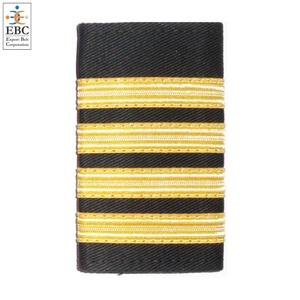 Barras de uniforme de alta calidad Epaulet Pilot Aviators Epaulette Sliders 1 barra de oro Tela negra Deslizadores trenzados metálicos dorados franceses - Product Image 4
