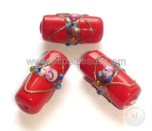 Perles de verre faites à la main gâteau de mariage conception 12x22mm Tube marron haute qualité fabrication de bijoux collier Bracelet accessoire à créer soi-même - Product Image 6