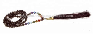Collier de perles de mala 7 chakras avec pompon, perles de prière en cristal de quartz fumé pour homme, pierres de guérison, 108 perles naturelles polies de 6 mm - Product Image 2