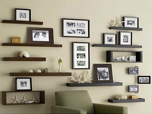 Estante Flotante de MDF Color Cerezo Oscuro con Acabado de Madera de Caucho Ecológico para Dormitorio, Sala de Estar u Oficina - Product Image 4