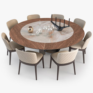 Conjunto de mesa de jantar luxuosa com 12 lugares redondo em marmore