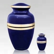 Juegos de estilo americano de tres urnas de cremación de latón azul y plateado de Brassworld India Funeral Supplies - Product Image 3