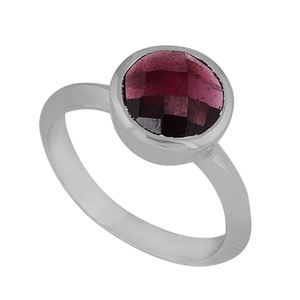 Bague en pierre précieuse de forme ronde grenat rouge naturel en argent sterling 925 massif fait à la main en gros bijoux en gros CASA DE PLATA - Product Image 2