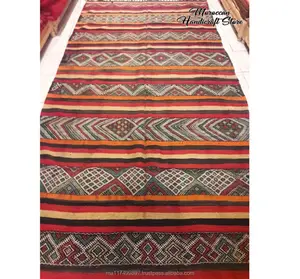 Hermosa alfombra marroquí kilim sabra, Alfombra de lana tejida a mano Berber