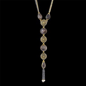 Bronzite Quartz pierres précieuses nouveauté femmes nouveau Long pendentif Vintage Antique laiton plaqué or mode colliers pour femmes - Product Image 1