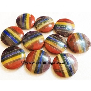 Piedra preciosa plana unida de 7 Chakras para masaje curativo Reiki rocas minerales Feng Sui cristales - Product Image 1