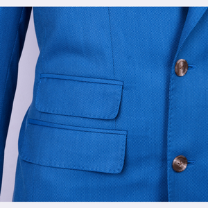 Traje Formal de Negocios Personalizado para Hombre Steve & James, Color Azul, Corte Entallado, Lino, Doble Botonadura, Cuello en V, Superventas OEM - Product Image 5