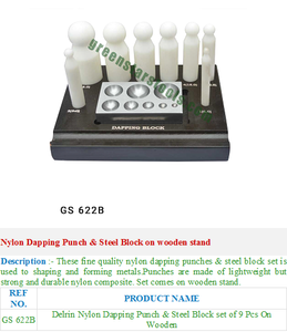 Herramientas de joyería GS 622B para joyeros, punzón de nailon y bloque de acero en soporte de madera - Product Image 2