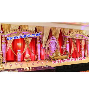 ชุดเวทีแต่งงานแกะสลักสไตล์บอลลีวู้ดแผงวงรีหรูหราทำจากไฟเบอร์สำหรับงานแต่งงานงานแฮนด์เมดของตกแต่ง - Product Image 1