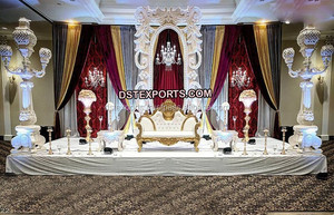 Escenario Abierto Estilo Rajwadi para Bodas, Impresionante Decoración para Eventos de Boda, Nuevo Diseño de Escenario Estilo Bollywood Asiático - Product Image 3