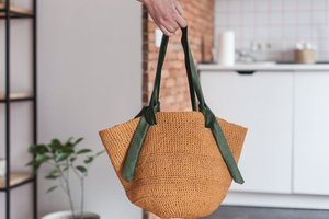 Bolso de rafia de punto vintage con cierre de cremallera, correas de forro de algodón, accesorio de mango elegante - Product Image 2