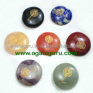Juego de Reiki de piedras preciosas de Chakra con juego grabado Juego de cristal de ágata natural - Product Image 1