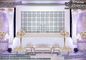 Panel de corona de escenario de boda real, Marco trasero musulmán, decoración de escenario, paneles dorados de boda impresionante - Product Image 6
