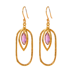 Boucles d'oreilles pendantes réglables en améthyste plaquées or 18 carats Nouvelle mode Bijoux en argent sterling 925 Style mignon pour les cadeaux de mariage - Product Image 1