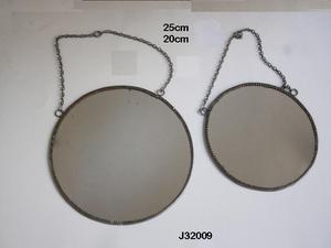 Modern Round <b>Glass</b> and Brass With Chain Hanging Mirror Brass in Antique Finish Available in Two Sizes Wall Decor Round Mirror - Product Image 3