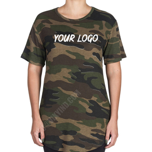 Venta caliente moda mujer camiseta logotipo personalizado Camo colorido cuello redondo señoras camisetas - Product Image 1