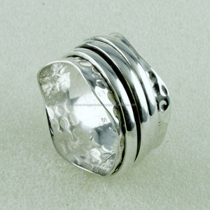 Hammered Design 925 Sterling Silver <b>Spinner</b> <b>Rings</b> Wholesale MOQ 10 Pieces - Product Image 1